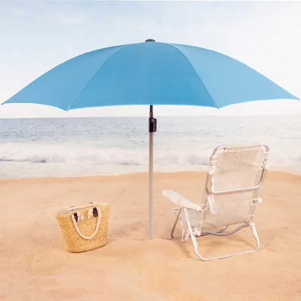 Aktive 62336 Uv50 Ø Stor Tiltbar Strandparasoll 220 Cm unisex, Blue, One Size