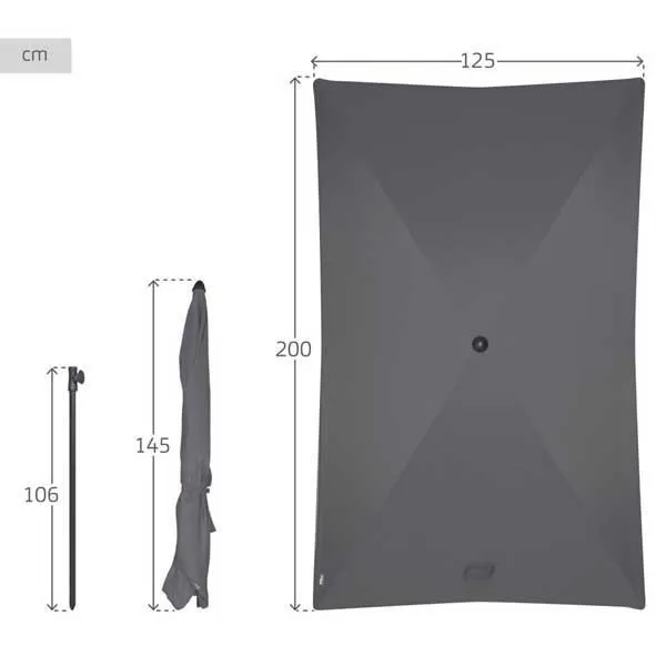 Aktive 62350 Uv30 Rektangulær Tiltbar Balkongparasoll 200x125 Cm, Anthracite, One Size Aktive 62350 Uv30 Rektangulær Tiltbar Balkongparasoll 200x125 Cm, Anthracite, One Size