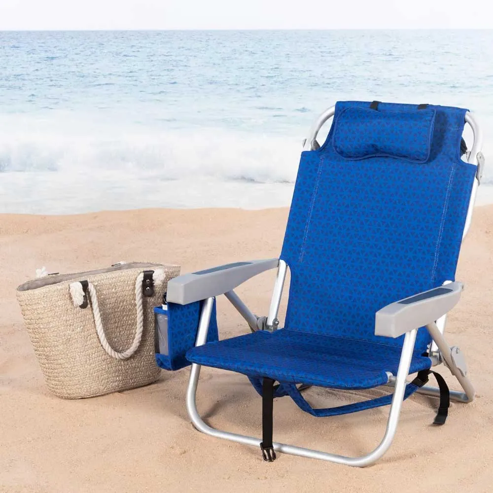 Aktive 62353 Xxl Lav Sammenleggbar Stol Med Flere Posisjoner 57x53x78 Cm unisex, Blue, One Size