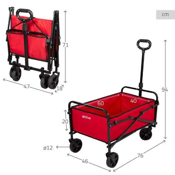 Aktive 62375 Sammenleggbar Handlevogn 46x73x94 Cm unisex, Red / black, One Size