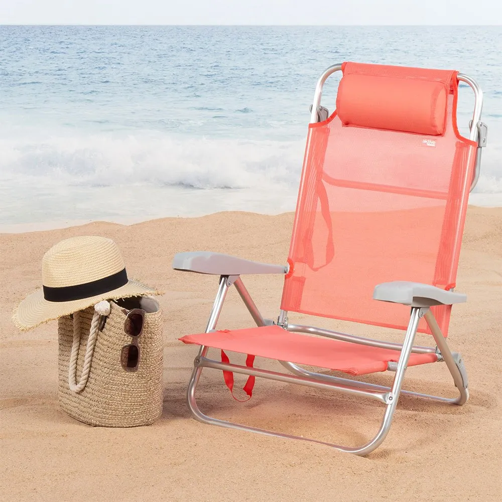 Aktive 62665 Flerposisjons Sammenleggbar Lenestol unisex, Coral, One Size