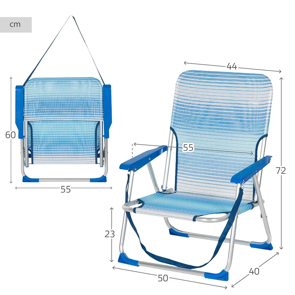 Aktive 62670 Lav Aluminiums Sammenleggbar Stol unisex, Striped blue, One Size