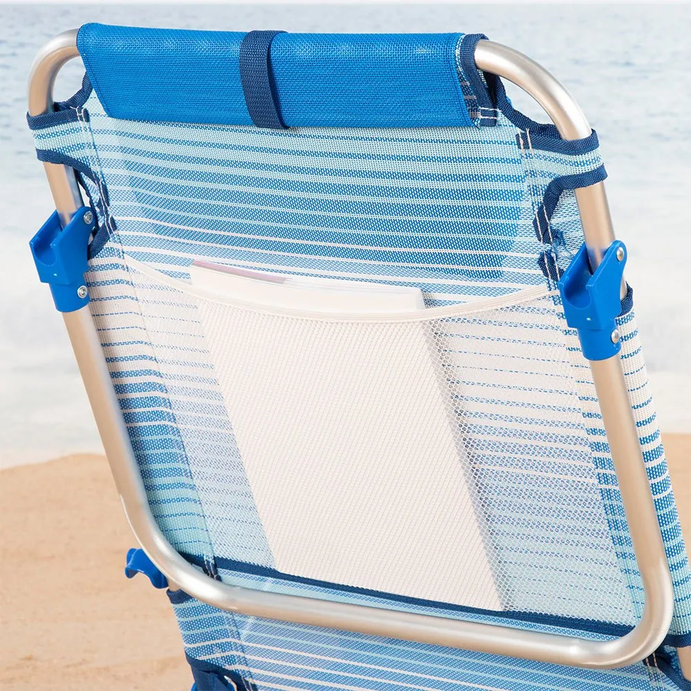 Aktive 62671 Lav Sammenleggbar Stol I Flere Posisjoner Av Aluminium unisex, Striped blue, One Size Aktive 62671 Lav Sammenleggbar Stol I Flere Posisjoner Av Aluminium unisex, Striped blue, One Size