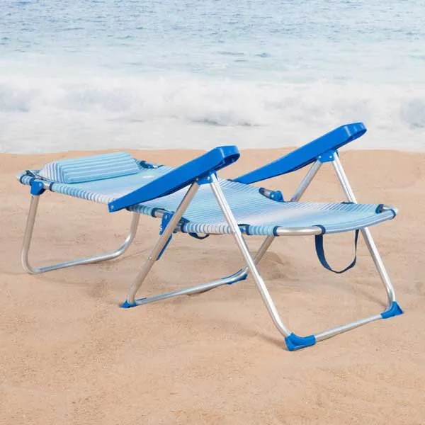 Aktive 62672 Sammenleggbar Stol Med Flere Posisjoner 53x60x90 Cm unisex, Blue stripes, One Size Aktive 62672 Sammenleggbar Stol Med Flere Posisjoner 53x60x90 Cm unisex, Blue stripes, One Size