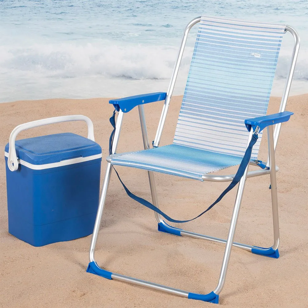 Aktive 62673 Aluminium Multiposisjons Sammenleggbar Stol unisex, Striped blue, One Size Aktive 62673 Aluminium Multiposisjons Sammenleggbar Stol unisex, Striped blue, One Size