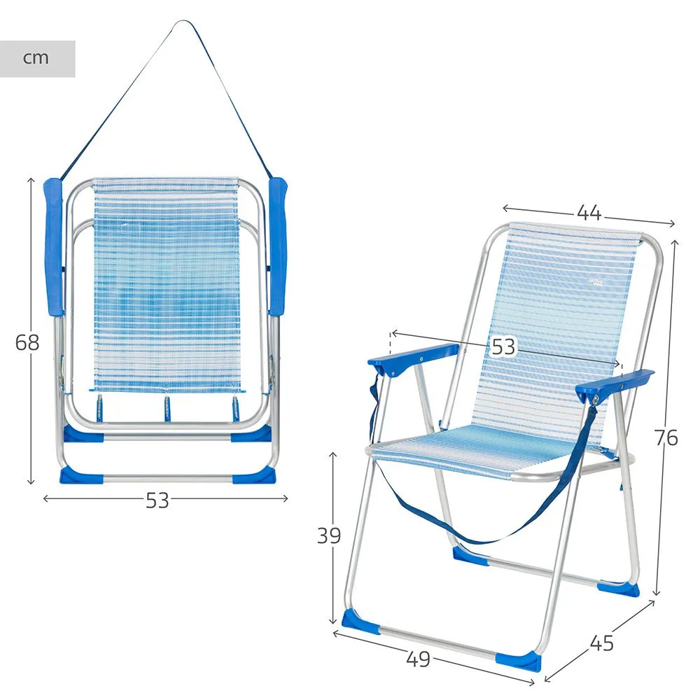 Aktive 62673 Aluminium Multiposisjons Sammenleggbar Stol unisex, Striped blue, One Size Aktive 62673 Aluminium Multiposisjons Sammenleggbar Stol unisex, Striped blue, One Size