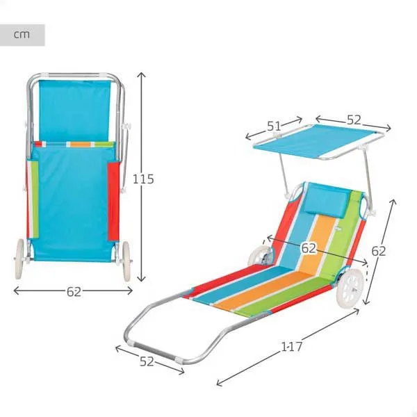 Aktive 62682 Strandvogn Solseng 52x117x62 Cm unisex, Multicolour, One Size