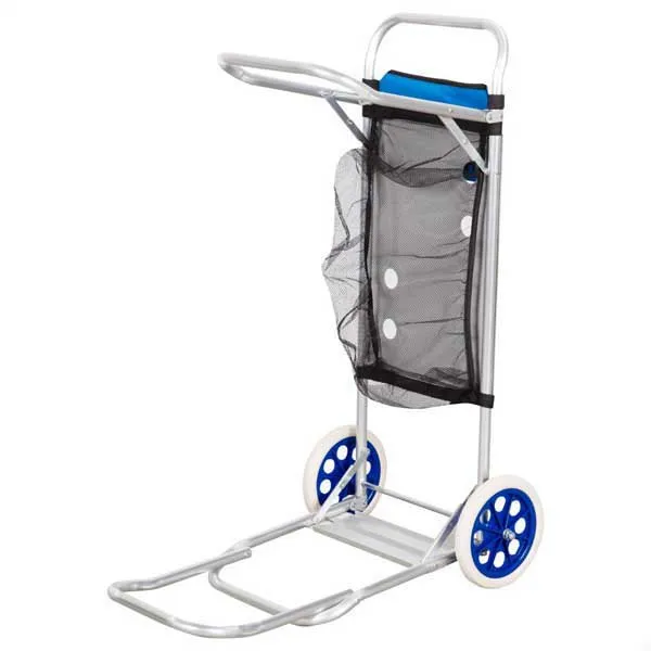 Aktive 62683 Sammenleggbar Strandvogn Med Store Hjul 47x75x104 Cm unisex, Blue / grey, One Size
