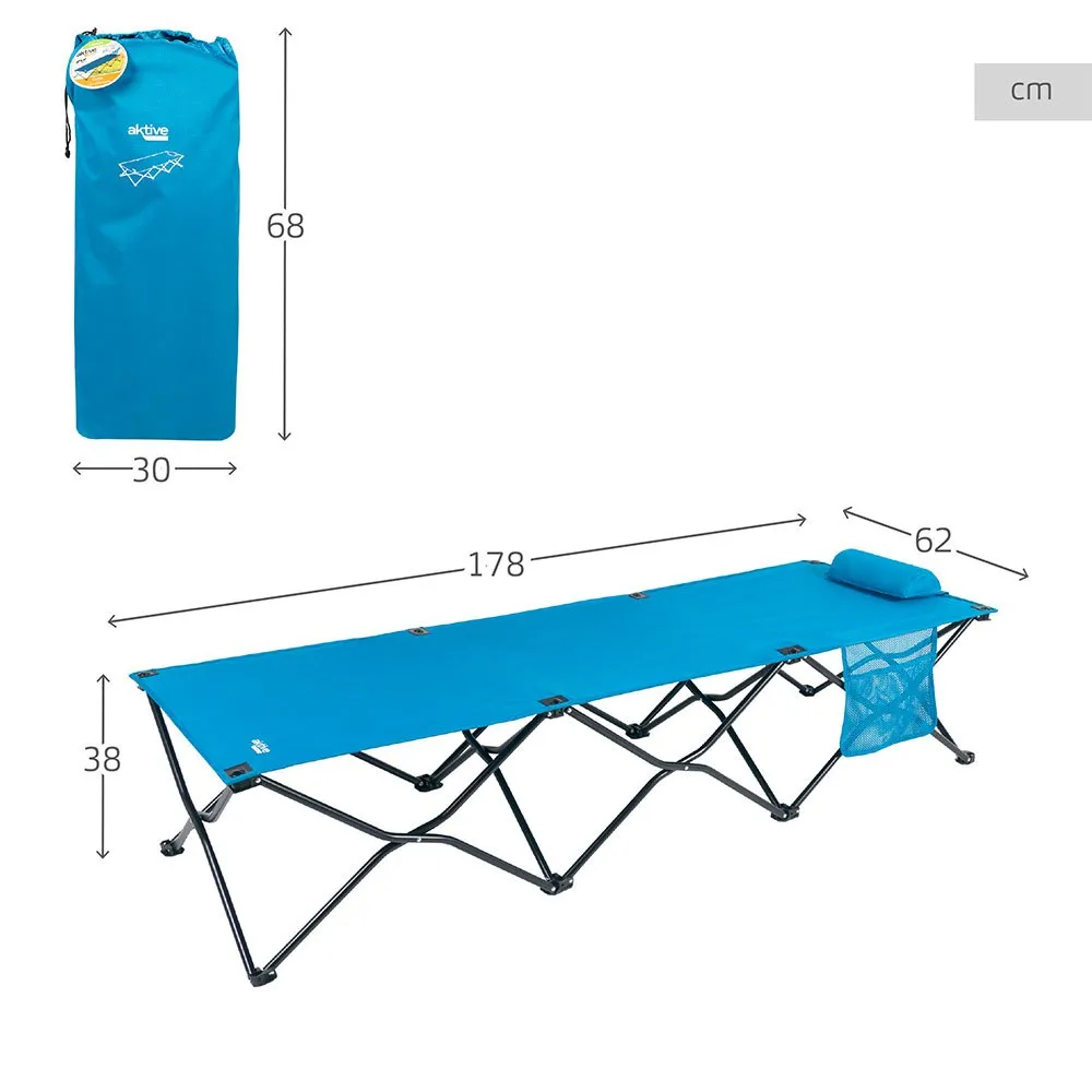Aktive 63042 178x38x62cm Folding Camping Seng, Blue / black, One Size