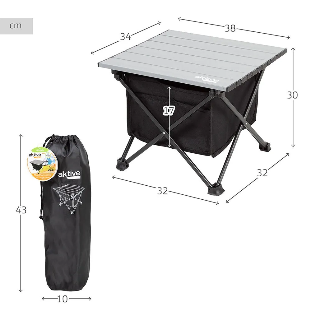 Aktive 63043 34x38x30cm Sammenleggbart Campingbord unisex, Grey / black, 34 x 38 x 30cm Aktive 63043 34x38x30cm Sammenleggbart Campingbord unisex, Grey / black, 34 x 38 x 30cm