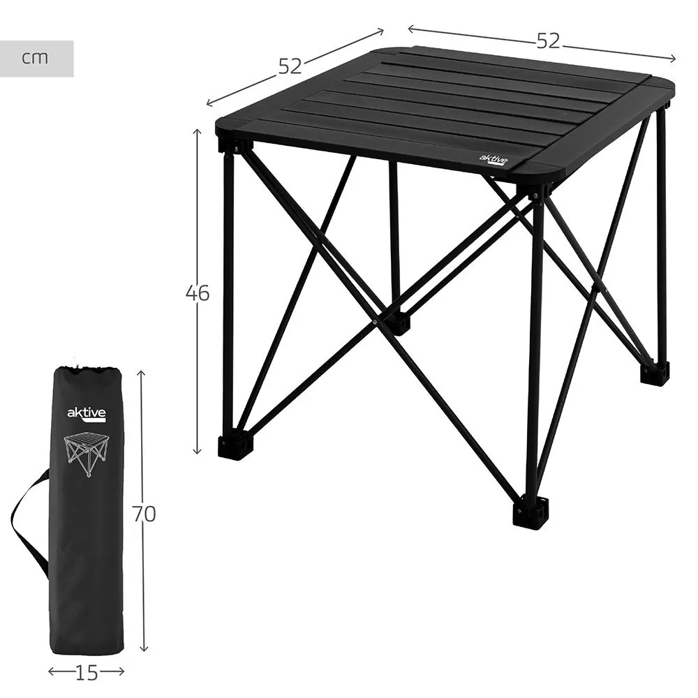 Aktive 63051 52x52x46cm Sammenleggbart Campingbord unisex, Black, 52 x 52 x 46cm
