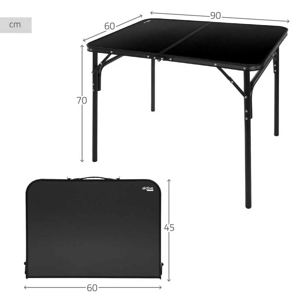 Aktive 63054 Sammenleggbart Campingbord Refurbished unisex, Black, 90 x 60 x 70cm Aktive 63054 Sammenleggbart Campingbord Refurbished unisex, Black, 90 x 60 x 70cm