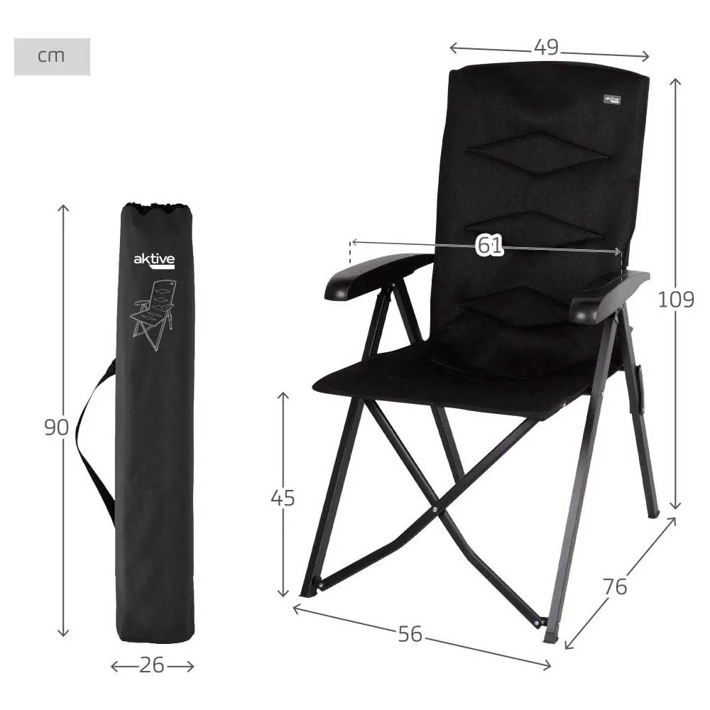 Aktive 63058 Multiposisjon Polstret Sammenleggbar Stol unisex, Black, 56 x 76 x 109cm Aktive 63058 Multiposisjon Polstret Sammenleggbar Stol unisex, Black, 56 x 76 x 109cm