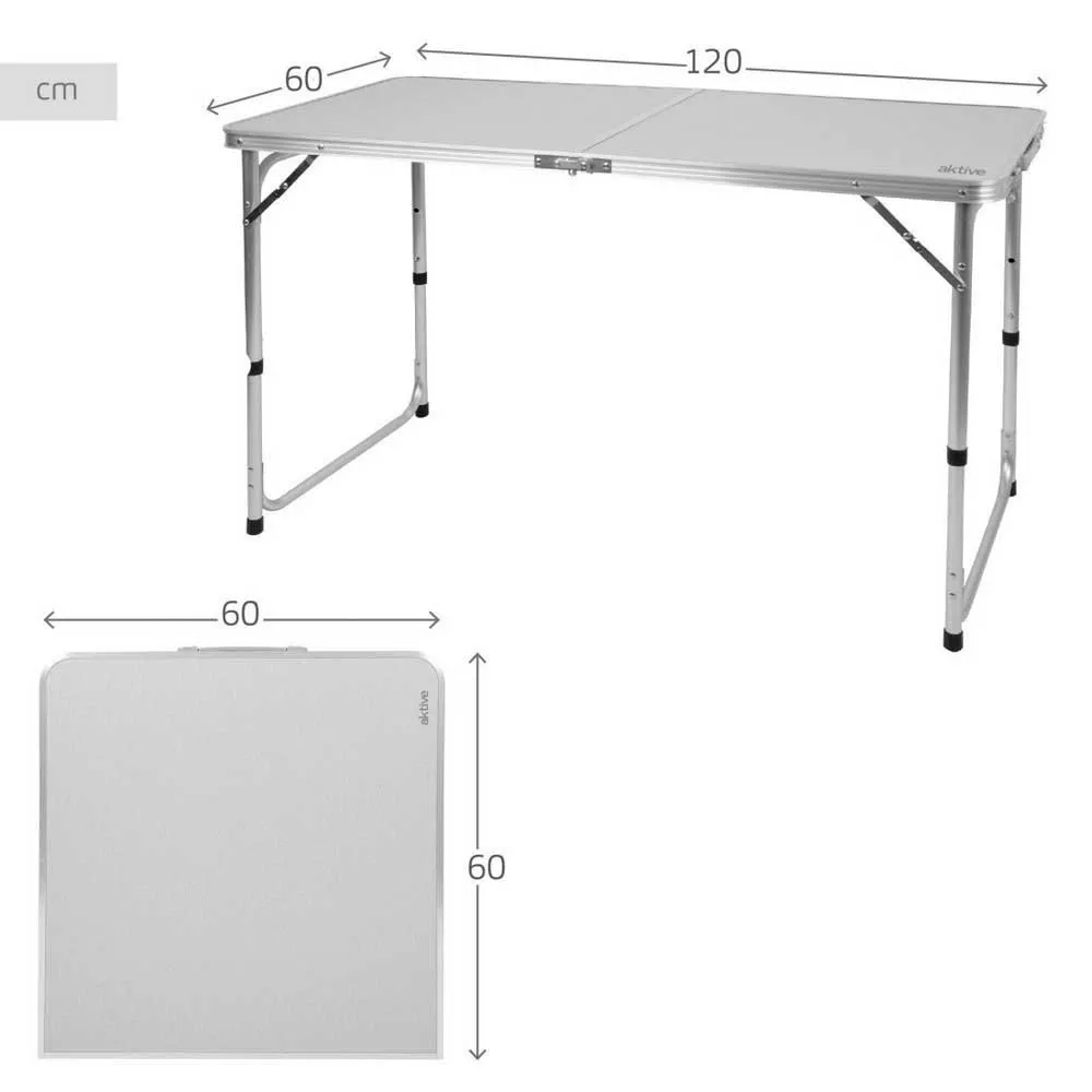 Aktive 63088 Høydejusterbart Sammenleggbart Campingbord unisex, Grey, 120 x 60 x 54/60/70cm Aktive 63088 Høydejusterbart Sammenleggbart Campingbord unisex, Grey, 120 x 60 x 54/60/70cm
