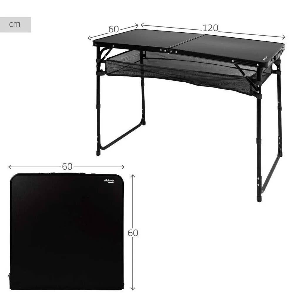 Aktive 63089 Høydejusterbart Sammenleggbart Campingbord unisex, Black, 120 x 60 x 60/70cm Aktive 63089 Høydejusterbart Sammenleggbart Campingbord unisex, Black, 120 x 60 x 60/70cm