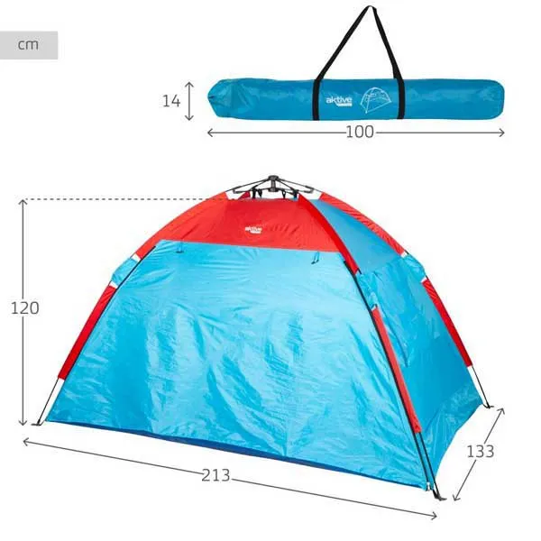 Aktive 63120 Vindskjerm Og Strandtelt 213x133x120 Cm unisex, Blue / red, 4 places