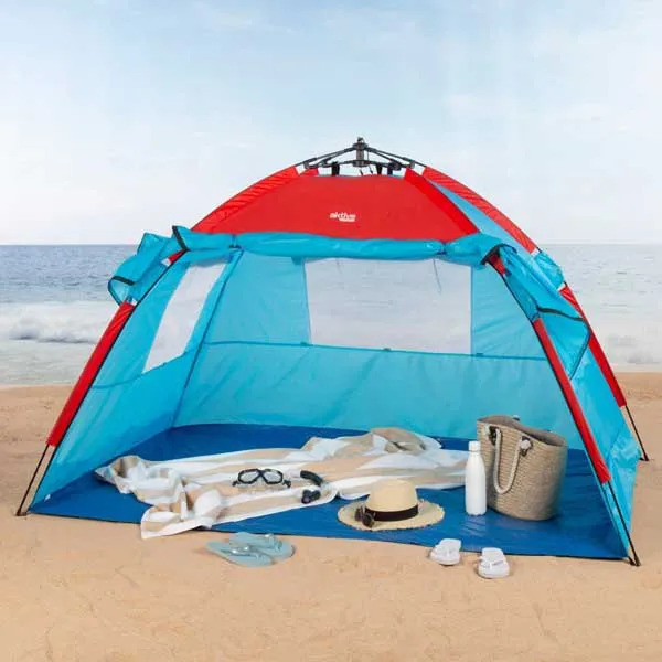 Aktive 63120 Vindskjerm Og Strandtelt 213x133x120 Cm unisex, Blue / red, 4 places