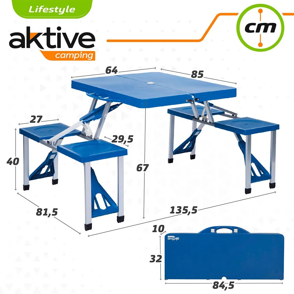 Aktive 85x64x67 Cm With Seat Table Refurbished, Blue, One Size Aktive 85x64x67 Cm With Seat Table Refurbished, Blue, One Size