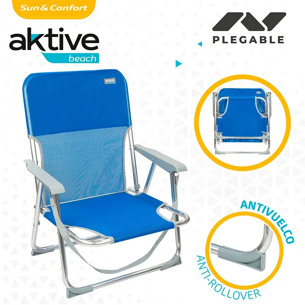 Aktive Aluminium Fast Sammenleggbar Stol Med Håndtak 55x34x71 Cm unisex, Blue, One Size Aktive Aluminium Fast Sammenleggbar Stol Med Håndtak 55x34x71 Cm unisex, Blue, One Size
