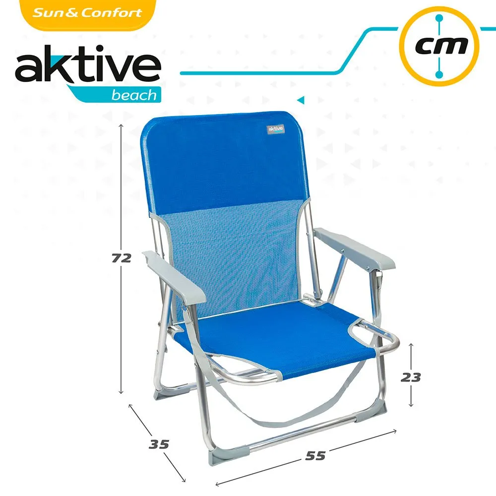 Aktive Aluminium Fast Sammenleggbar Stol Med Håndtak 55x34x71 Cm unisex, Blue, One Size Aktive Aluminium Fast Sammenleggbar Stol Med Håndtak 55x34x71 Cm unisex, Blue, One Size