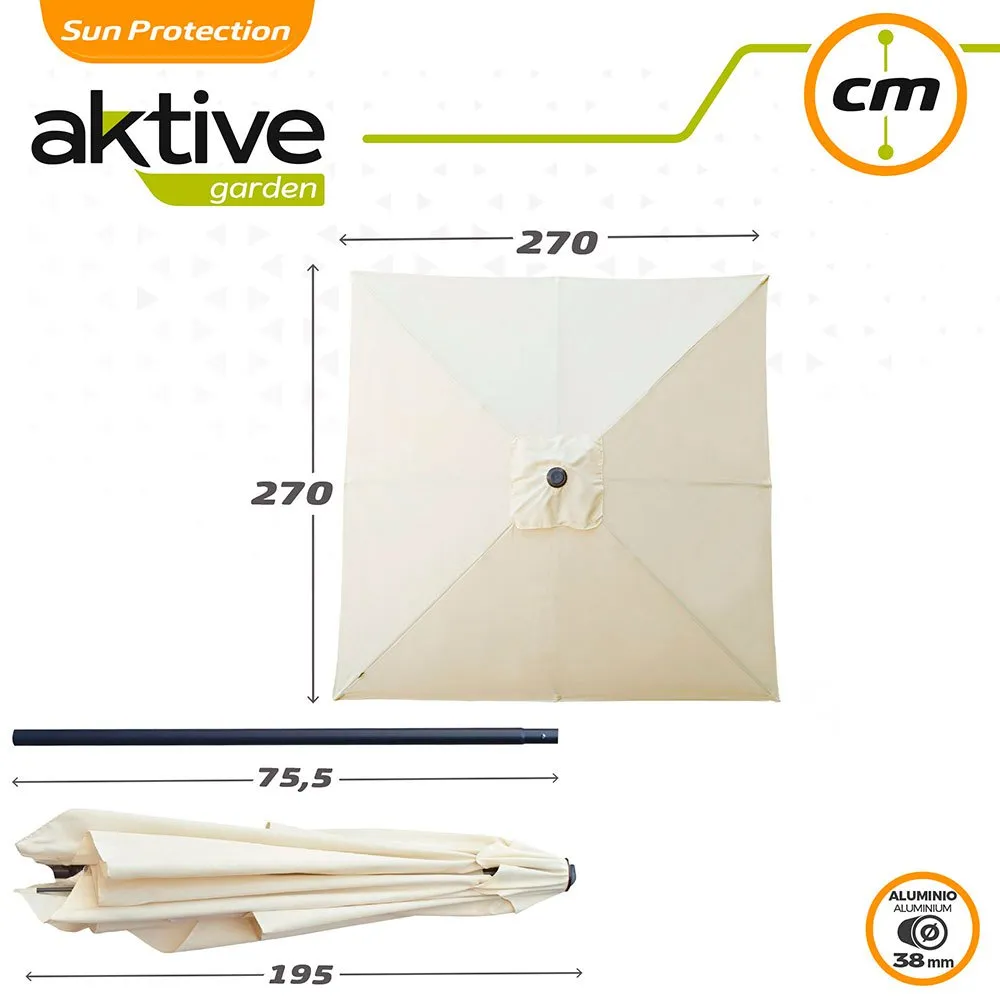 Aktive Aluminium Firkantet Parasoll Med Uv-beskyttelse For Høy Stang 270x270 Cm 38 Mm 260 Cm unisex, Beige, One Size Aktive Aluminium Firkantet Parasoll Med Uv-beskyttelse For Høy Stang 270x270 Cm 38 Mm 260 Cm unisex, Beige, One Size