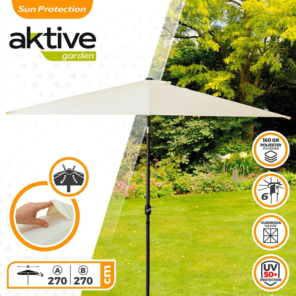 Aktive Aluminium Firkantet Parasoll Med Uv-beskyttelse For Høy Stang 270x270 Cm 38 Mm 260 Cm unisex, Beige, One Size Aktive Aluminium Firkantet Parasoll Med Uv-beskyttelse For Høy Stang 270x270 Cm 38 Mm 260 Cm unisex, Beige, One Size