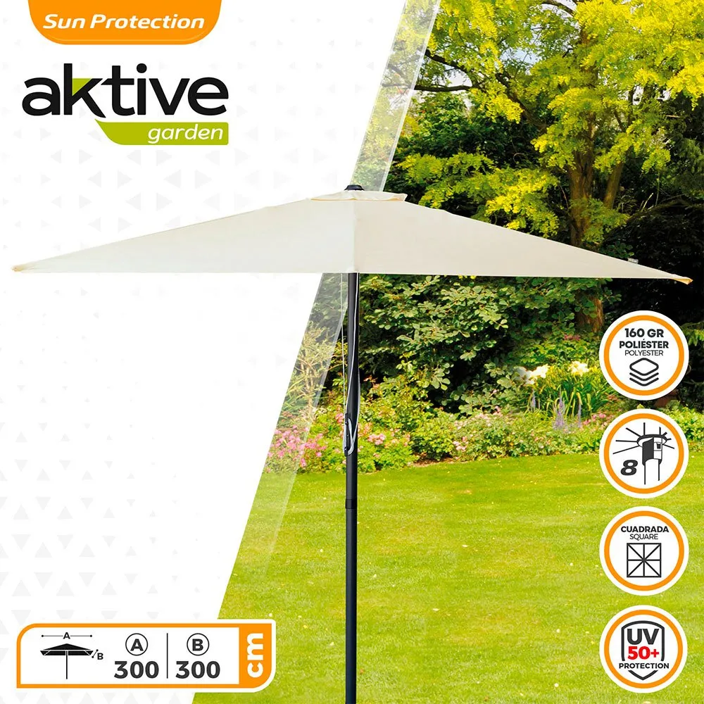 Aktive Aluminium Firkantet Stolpe Høyde Uv-beskyttelse Parasol Dobbelt Trinsesystem 300x300 Cm 48 Mm 270 Cm unisex, Beige, One Size