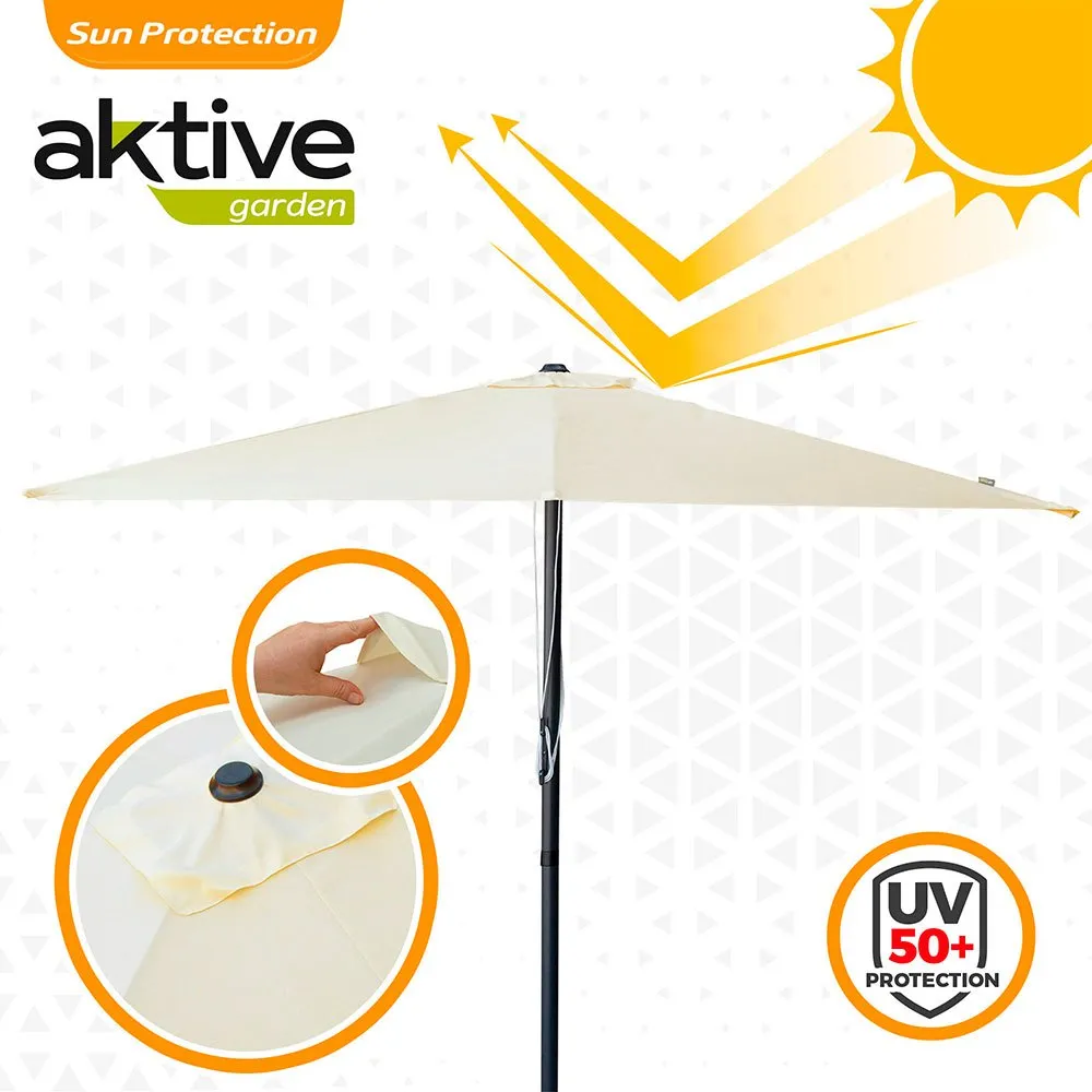Aktive Aluminium Firkantet Stolpe Høyde Uv-beskyttelse Parasol Dobbelt Trinsesystem 300x300 Cm 48 Mm 270 Cm unisex, Beige, One Size