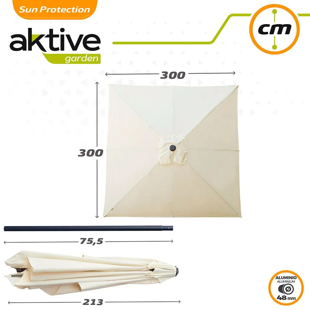 Aktive Aluminium Firkantet Stolpe Høyde Uv-beskyttelse Parasol Dobbelt Trinsesystem 300x300 Cm 48 Mm 270 Cm unisex, Beige, One Size