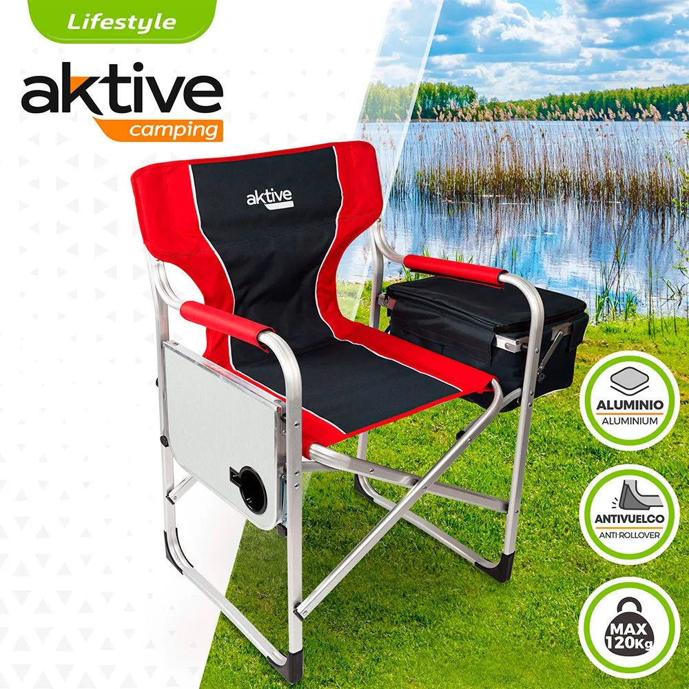 Aktive Aluminium Med Brett Og Kjølebagregissør Sammenleggbar Stol unisex, Black / red, One Size