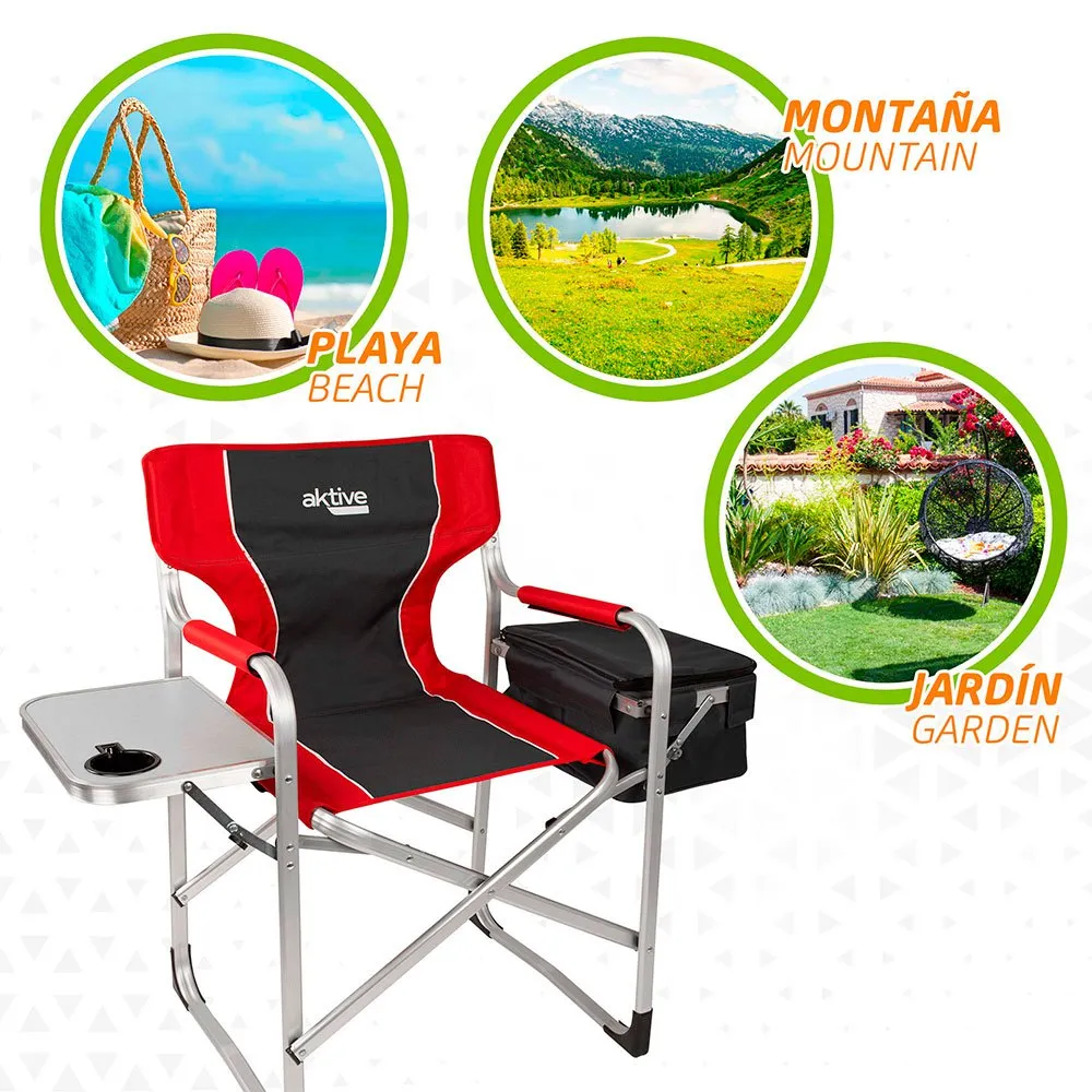 Aktive Aluminium Med Brett Og Kjølebagregissør Sammenleggbar Stol unisex, Black / red, One Size