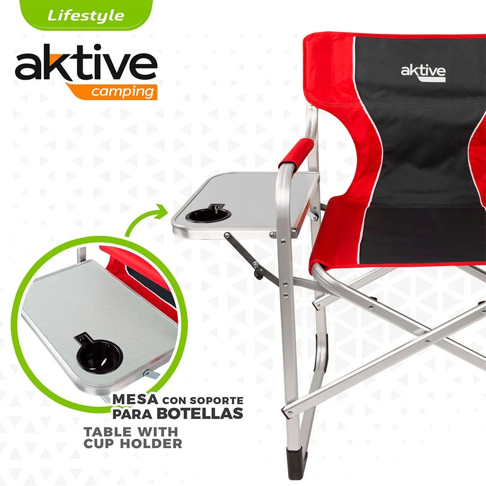 Aktive Aluminium Med Brett Og Kjølebagregissør Sammenleggbar Stol unisex, Black / red, One Size