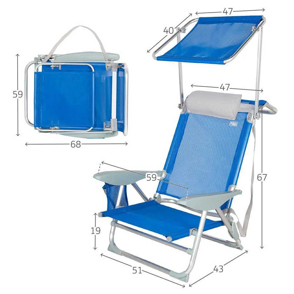 Aktive Aluminium Sammenleggbar Stol Med Håndtak Paraply Og Lomme 83x60x 20/71 Cm Refurbished unisex, Multicolour, 83 x 60 x 20/71cm Aktive Aluminium Sammenleggbar Stol Med Håndtak Paraply Og Lomme 83x60x 20/71 Cm Refurbished unisex, Multicolour, 83 x 60 x 20/71cm