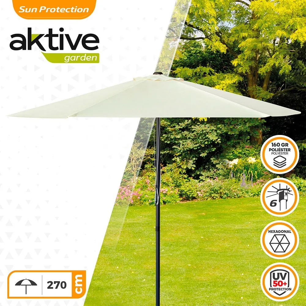 Aktive Aluminium Sekskantet Parasoll Med Uv-beskyttelse Og Dobbelt Trinsesystem 270 Cm 38 Mm 240 Cm unisex, Beige, One Size Aktive Aluminium Sekskantet Parasoll Med Uv-beskyttelse Og Dobbelt Trinsesystem 270 Cm 38 Mm 240 Cm unisex, Beige, One Size