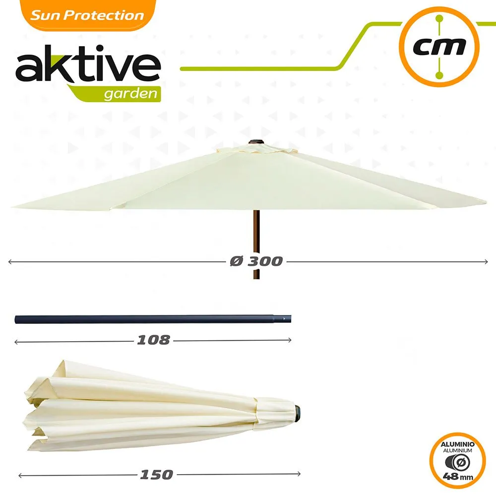 Aktive Aluminium Sekskantet Parasoll Med Uv-beskyttelse Og Dobbelt Trinsesystem 300 Cm 48 Mm 250 Cm unisex, Beige, One Size