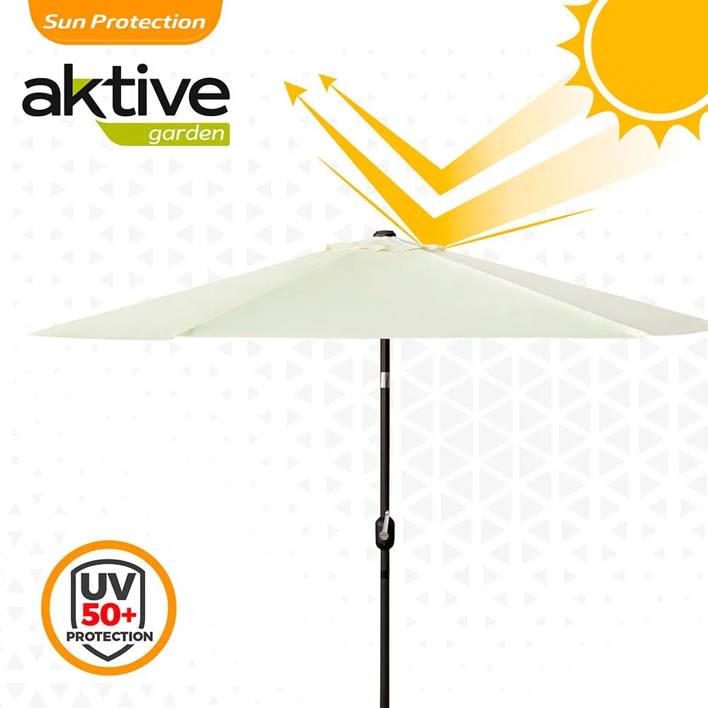 Aktive Aluminium Sekskantet Parasoll Med Uv-beskyttelse Og Stang 270 Cm 38 Mm 240 Cm unisex, Beige, One Size