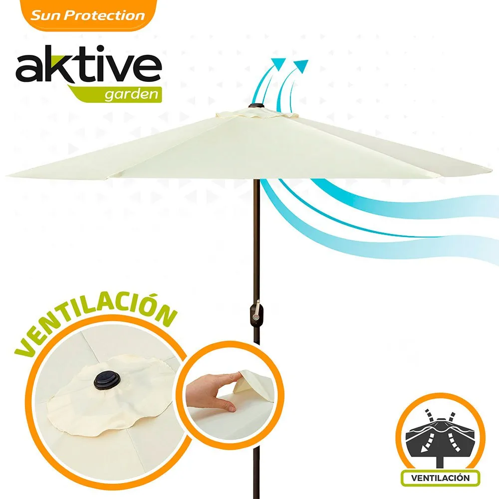 Aktive Aluminium Sekskantet Parasoll Med Uv-beskyttelse Og Stang 270 Cm 38 Mm 240 Cm unisex, Beige, One Size