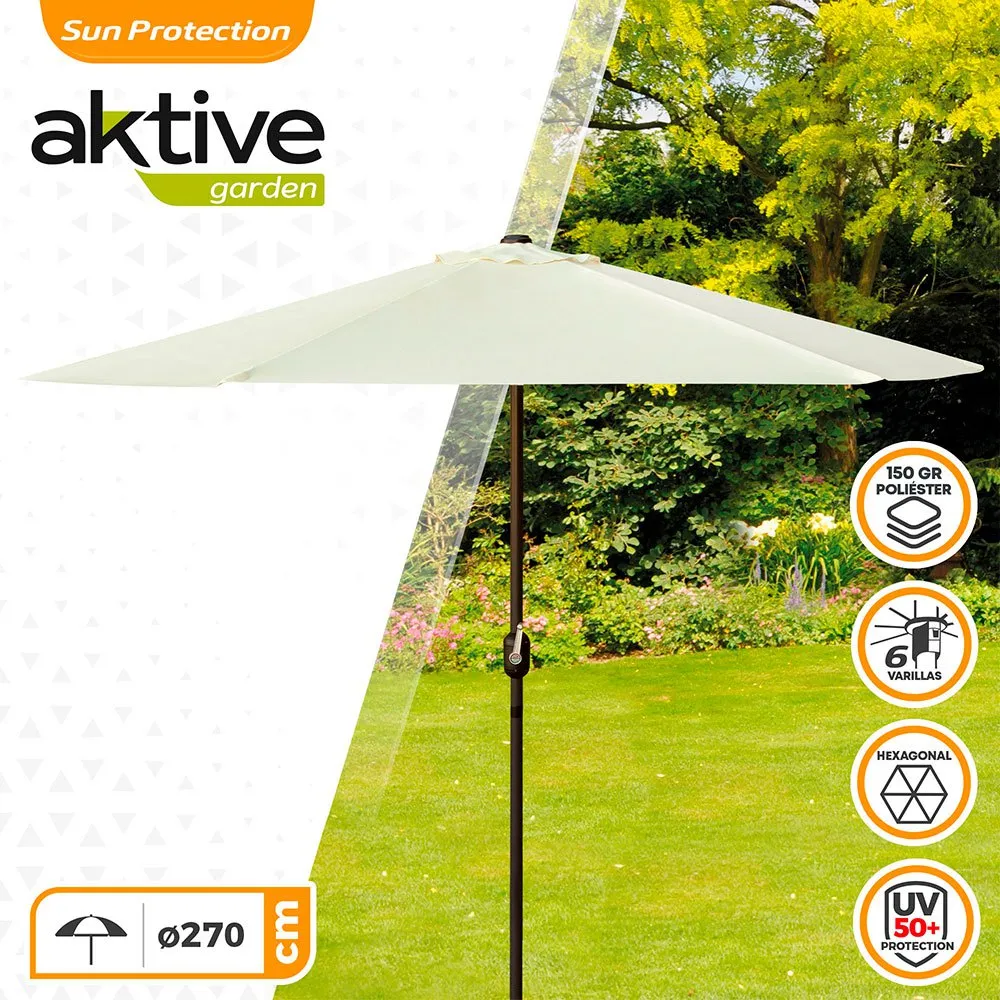 Aktive Aluminium Sekskantet Parasoll Med Uv-beskyttelse Og Stang 270 Cm 38 Mm 240 Cm unisex, Beige, One Size