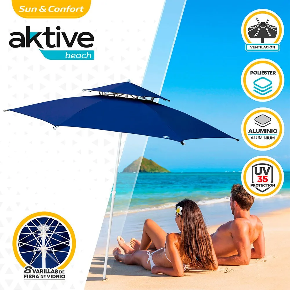 Aktive Åttekantet Paraply Med Metallstang Dobbelt Tak Og Uv30-beskyttelse 280 Cm unisex, Navy, One Size Aktive Åttekantet Paraply Med Metallstang Dobbelt Tak Og Uv30-beskyttelse 280 Cm unisex, Navy, One Size