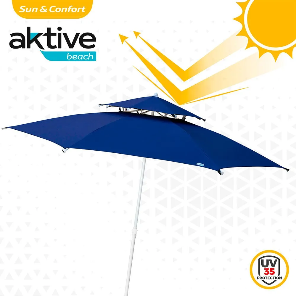 Aktive Åttekantet Parasoll Med Metallstang Dobbelt Tak Og Uv30-beskyttelse 280 Cm Refurbished unisex, Navy, One Size Aktive Åttekantet Parasoll Med Metallstang Dobbelt Tak Og Uv30-beskyttelse 280 Cm Refurbished unisex, Navy, One Size