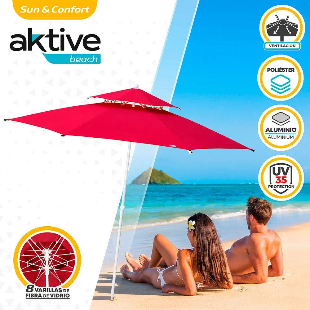 Aktive Åttekantet Parasoll Med Metallstang Dobbelt Tak Og Uv30-beskyttelse 280 Cm unisex, Red, One Size Aktive Åttekantet Parasoll Med Metallstang Dobbelt Tak Og Uv30-beskyttelse 280 Cm unisex, Red, One Size