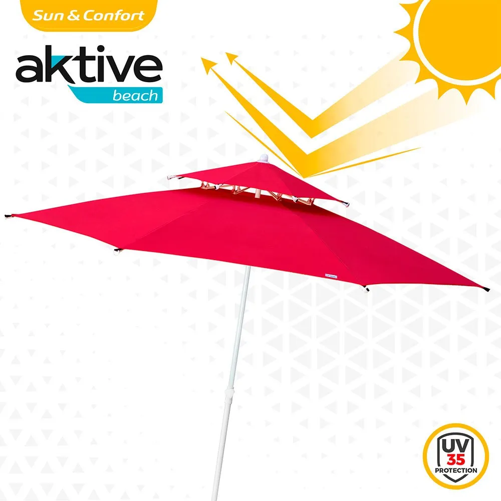 Aktive Åttekantet Parasoll Med Metallstang Dobbelt Tak Og Uv30-beskyttelse 280 Cm unisex, Red, One Size Aktive Åttekantet Parasoll Med Metallstang Dobbelt Tak Og Uv30-beskyttelse 280 Cm unisex, Red, One Size