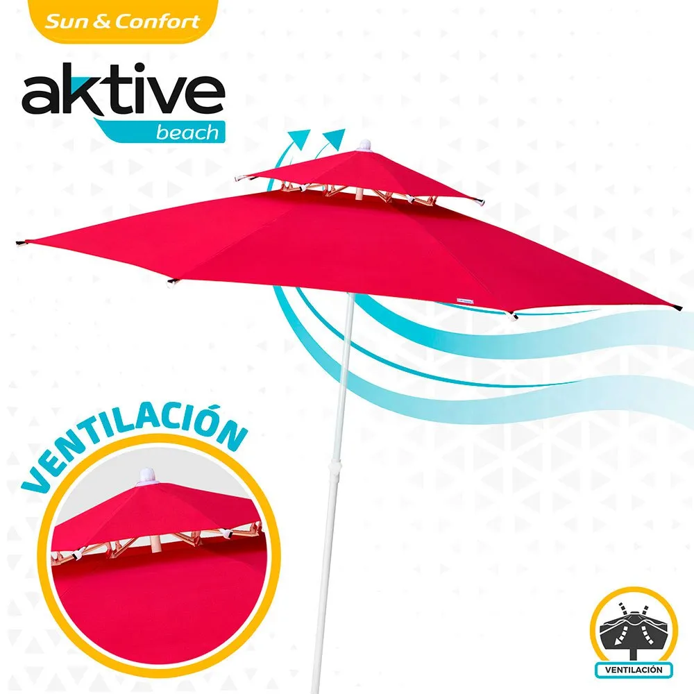 Aktive Åttekantet Parasoll Med Metallstang Dobbelt Tak Og Uv30-beskyttelse 280 Cm unisex, Red, One Size Aktive Åttekantet Parasoll Med Metallstang Dobbelt Tak Og Uv30-beskyttelse 280 Cm unisex, Red, One Size
