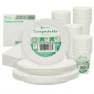 Aktive Biologisk Nedbrytbart Engangsservise 180 Stykker, White, One Size