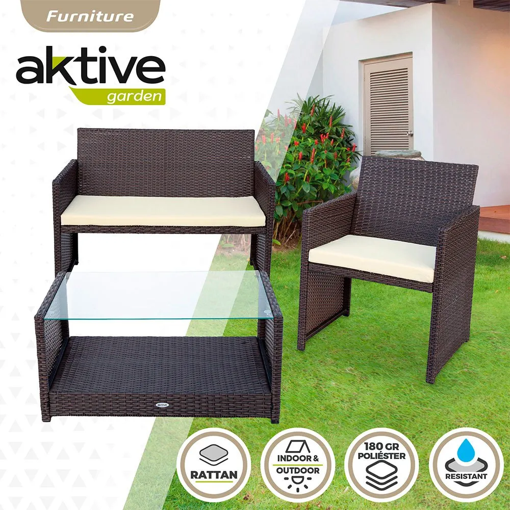 Aktive Bord Med 3 Lenestoler unisex, Black, One Size