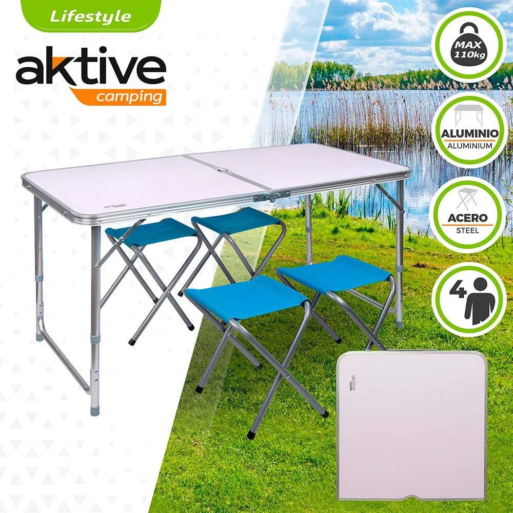 Aktive Bord Med Krakk 120x60x70 Cm, Grey, One Size