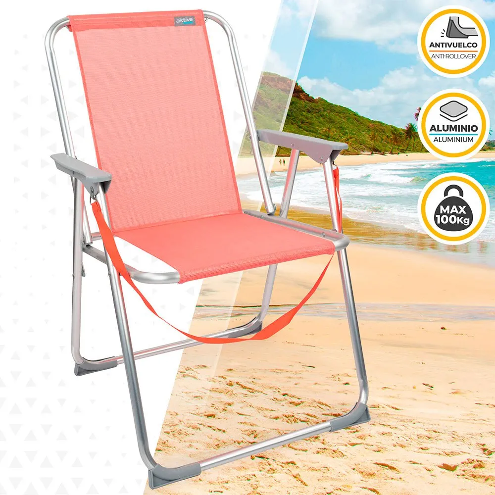 Aktive Fast Sammenleggbar Strandstol I Aluminium unisex, Coral, One Size