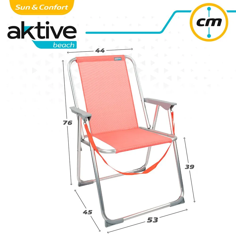Aktive Fast Sammenleggbar Strandstol I Aluminium unisex, Coral, One Size
