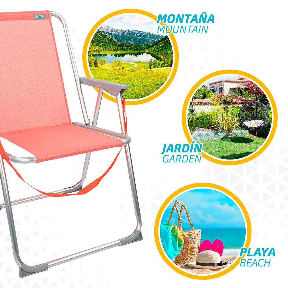 Aktive Fast Sammenleggbar Strandstol I Aluminium unisex, Coral, One Size