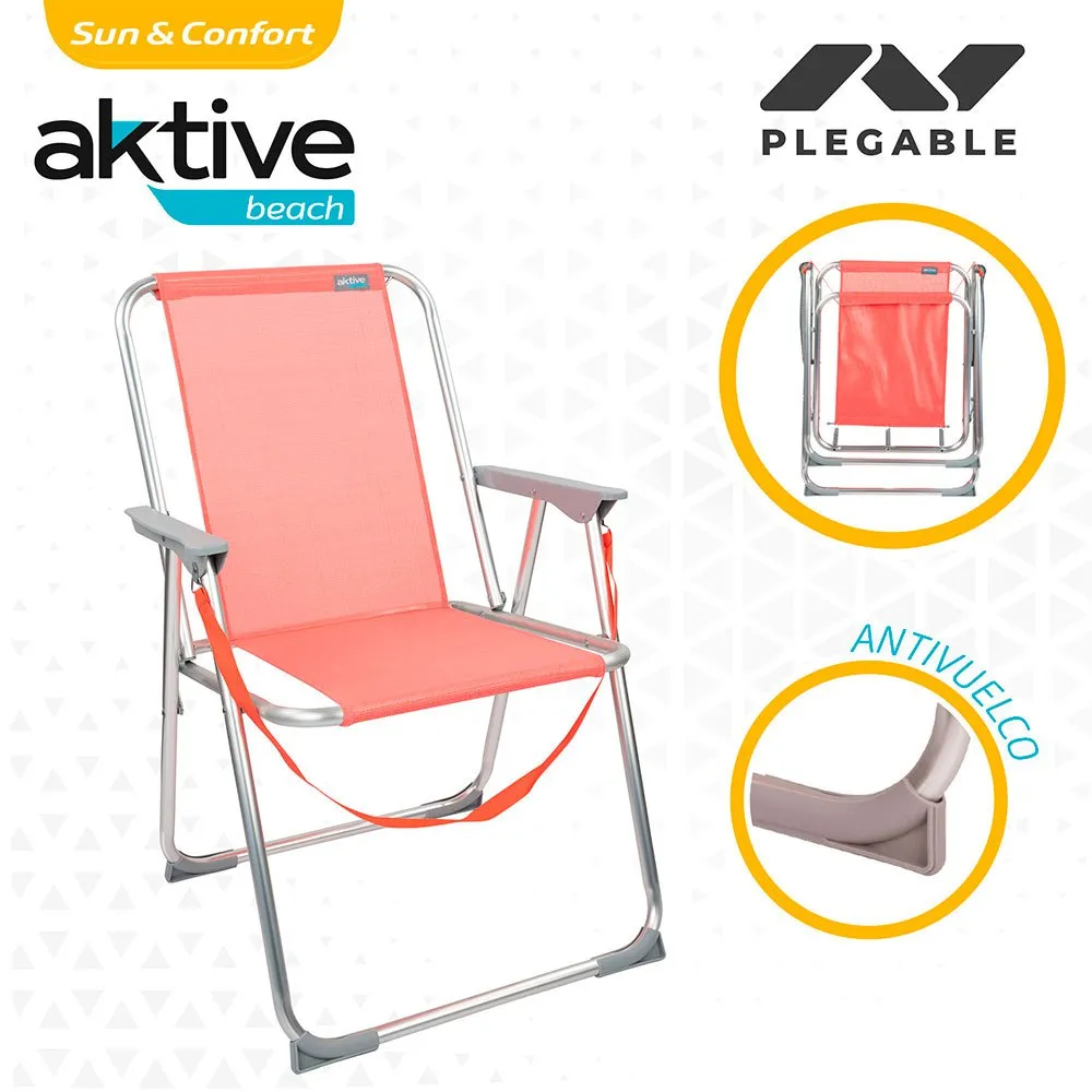 Aktive Fast Sammenleggbar Strandstol I Aluminium unisex, Coral, One Size